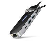 Stacja dokująca do laptopa Axagon HMC-6GLN USB-C 5Gbps GLASS 6in1 hub